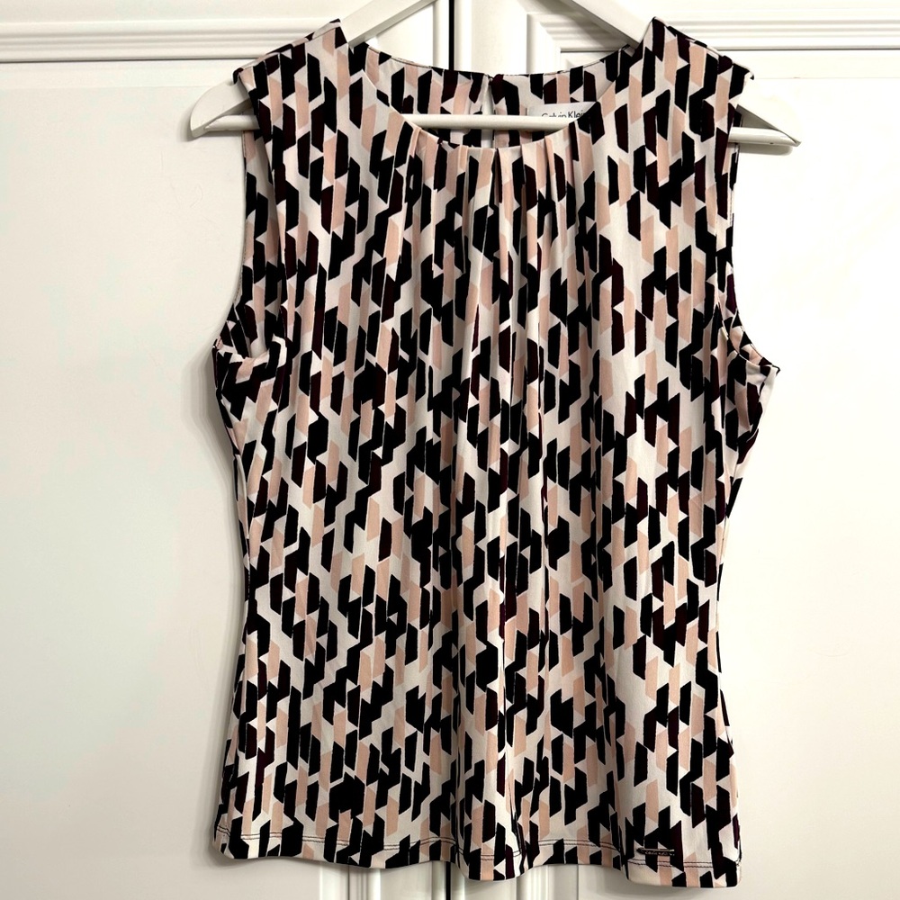 Calvin Klein Women’s Size Medium Multi Colour Abstract Print Sleeveless Top
